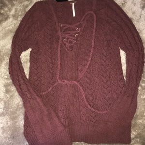 Free People Lace Up Sweater